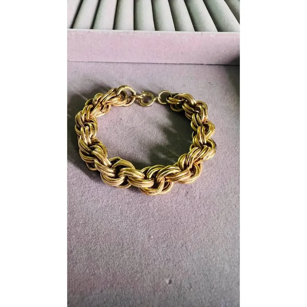 Vintage Gold-Tone Chunky Rope Link Bracelet